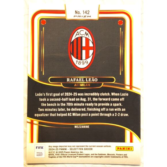 Panini 2024-25 Select FIFA Soccer Select Mezzanine RAFAEL LEAO #142 Checkerboard - Picture 2 of 2